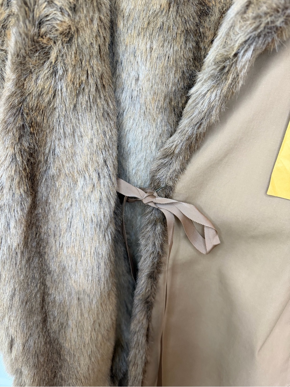 Vintage with tags Forester Tan Faux-Fur Trim Belted Trench - Picture 13 of 14